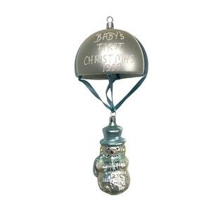 *RARE* Vintage Christmas 1997 Mercury Glass Snowman Parachute Holiday Ornament